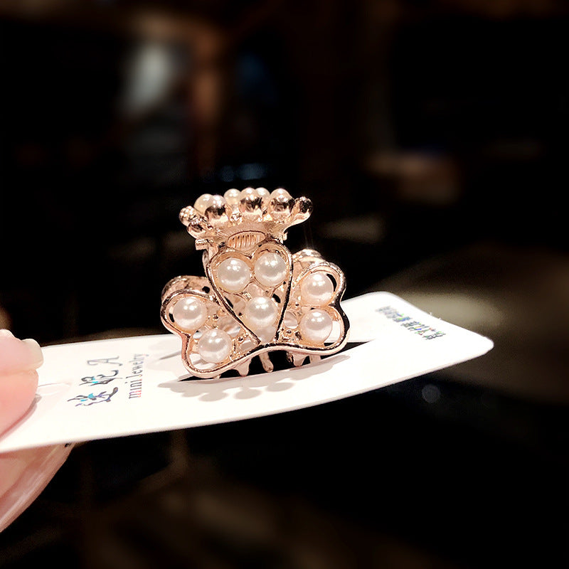 Wholesale women's exquisite pearl geometric small gripper  side or top ponytail clip